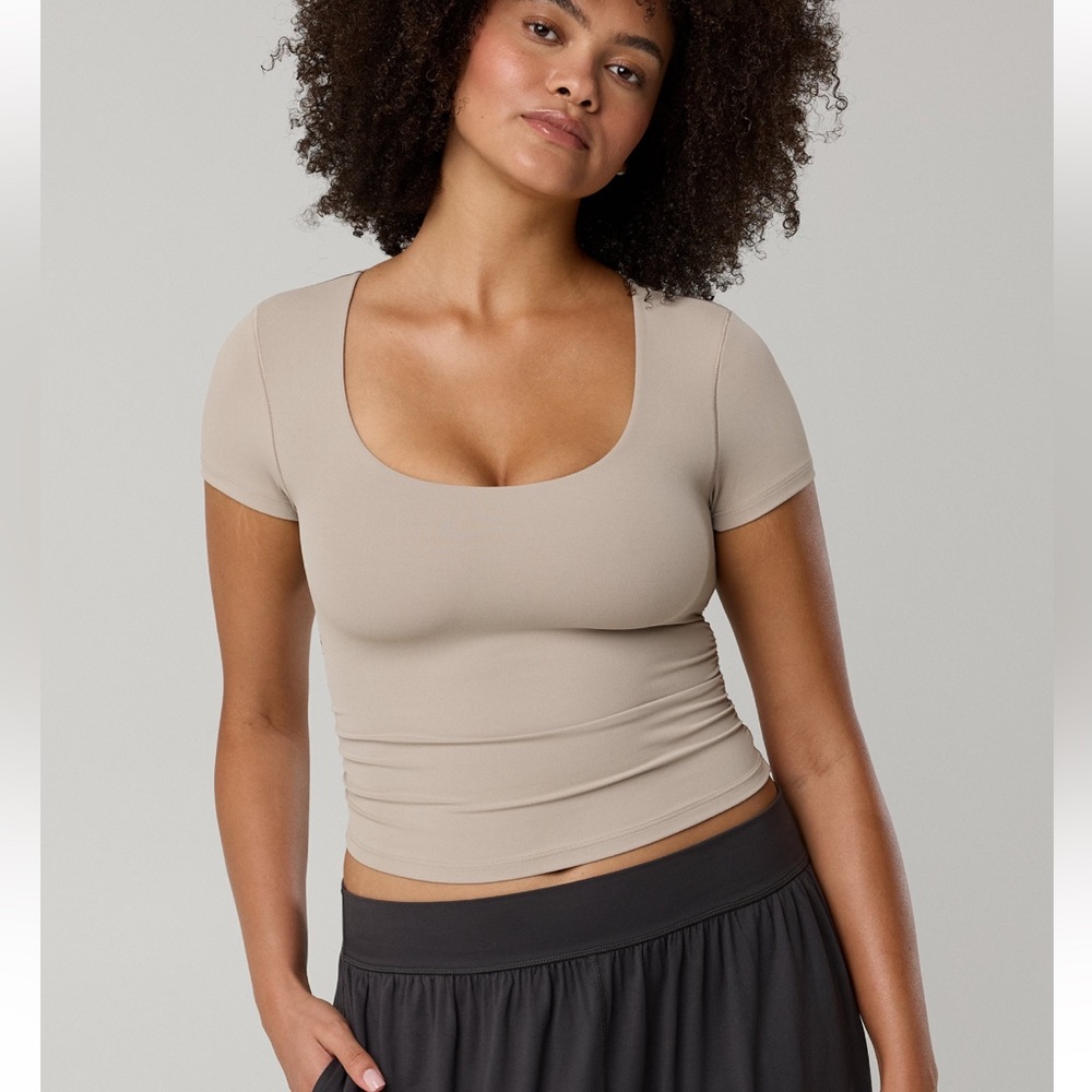 OFFLINE By Aerie Real Me Scoop Neck T-Shirt Size XXL Cream Color Stone Harbor